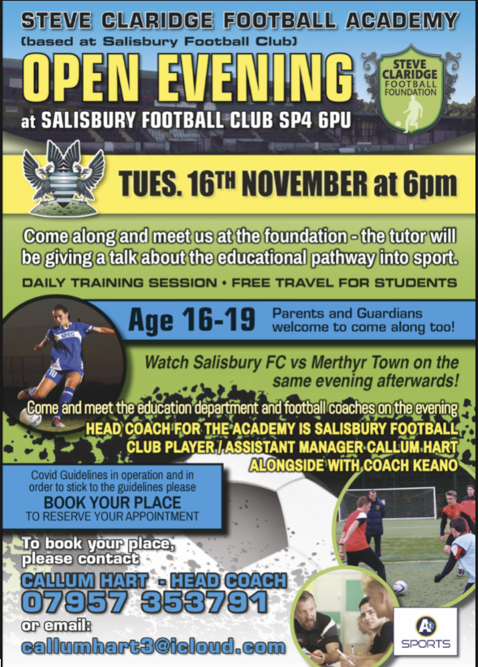 Featured image for “Steve Claridge Football Academy Open Evening – 16th Nov 2021”