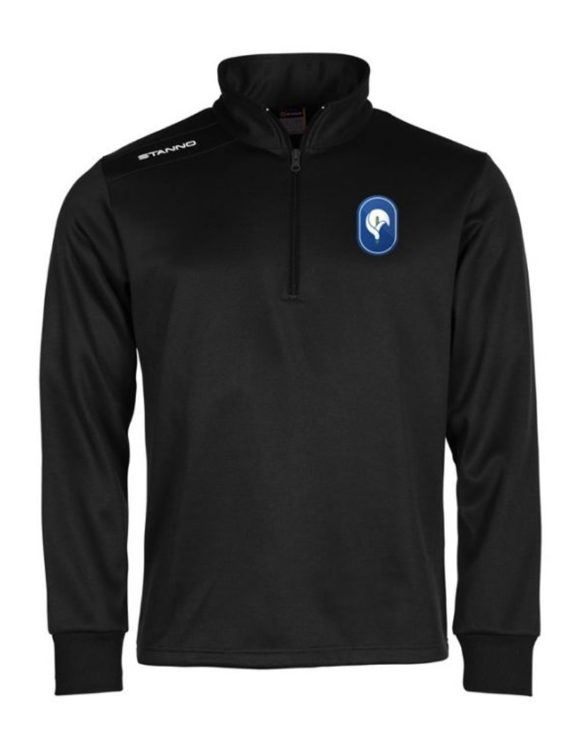 Black waterproof jacket with a half-zip and the St Joseph's logo