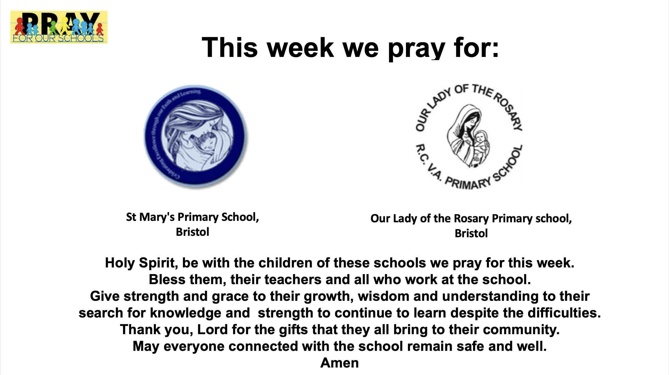 This week we pray for: St Edward's School, Cheltenham and St Peter's Catholic School, Gloucester