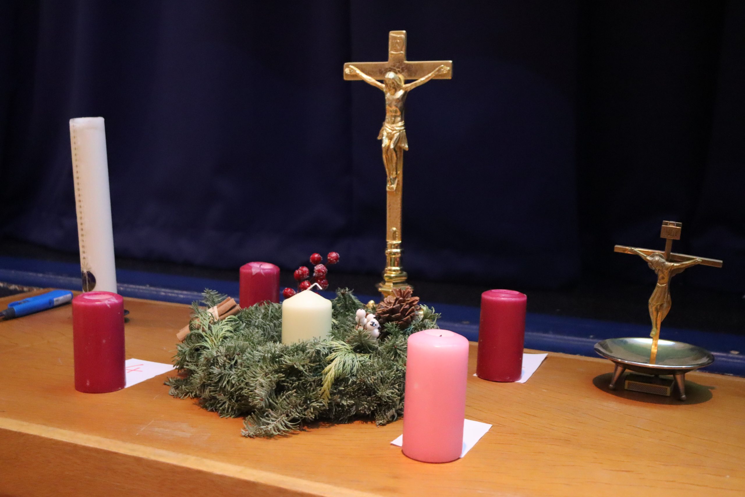 Mr Blaho standing at the lectern in the chapel